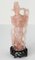 Figura Guanyin de cristal de cuarzo rosa tallado chino, Imagen 4