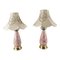 Mid-Century Hollywood Regency Pink and Gold Boudoir Table Lamps, Set of 2 1