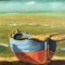 Barco en la playa, años 60, pintura, enmarcado, Imagen 4