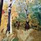 Passeggiata a cavallo nel bosco, anni '60, dipinto su tela, con cornice, Immagine 2