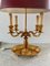 Vintage Brass Bouillotte Lamp with Burgundy Tole Shade, Image 3