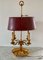 Vintage Brass Bouillotte Lamp with Burgundy Tole Shade 9