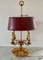 Vintage Brass Bouillotte Lamp with Burgundy Tole Shade, Image 9