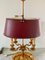 Vintage Brass Bouillotte Lamp with Burgundy Tole Shade, Image 7