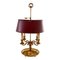 Vintage Brass Bouillotte Lamp with Burgundy Tole Shade 1