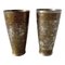 Antique Indian Etched Brass and Metal Vases, Pair, Set of 2 1