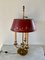 Mid-Century Brass Three-Arm Bouillotte Lamp with Red Tole Shade 9