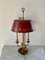 Mid-Century Bouillotte Lampe aus Messing mit drei Armen und rotem Lampenschirm 8