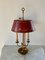 Mid-Century Brass Three-Arm Bouillotte Lamp with Red Tole Shade 8