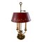 Mid-Century Brass Three-Arm Bouillotte Lamp with Red Tole Shade, Image 1
