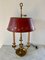 Mid-Century Brass Three-Arm Bouillotte Lamp with Red Tole Shade 7