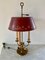 Mid-Century Brass Three-Arm Bouillotte Lamp with Red Tole Shade 11