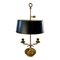 Mid-20th Century Brass Bouillotte Double Dolphin Lamp with Black Tole Shade 1