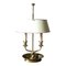 Antique Neoclassical Double Dolphin Brass Bouillotte Lamp with Tole Shade, Image 1