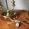 Antique Neoclassical Double Dolphin Brass Bouillotte Lamp with Tole Shade 11