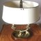 Antique Neoclassical Double Dolphin Brass Bouillotte Lamp with Tole Shade 4