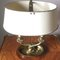 Antique Neoclassical Double Dolphin Brass Bouillotte Lamp with Tole Shade, Image 4