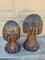 Vintage Folk Art Hand Carved Oak Mushroom Statues, Set of 2 2