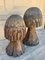 Vintage Folk Art Hand Carved Oak Mushroom Statues, Set of 2 6