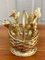 Mid-Century Hollywood Regency Gold Flower Basket with Cocktail Picks, Set of 10 7