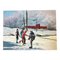 M Miller, Winter Snow Scene Hockey, 1970er, Malerei auf Leinwand 1