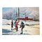 M Miller, Winter Snow Scene Hockey, 1970s, Painting on Canvas 1