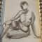 Estudio con desnudo de mujer, años 50, carboncillo sobre papel, enmarcado, Imagen 2