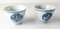 Antike chinesische Tassen in Blau & Weiß mit Kranichmotiv, 2er Set 6
