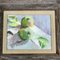 Bodegón con manzanas verdes, años 80, pintura sobre lienzo, enmarcado, Imagen 2