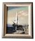 Paesaggio marino mediterraneo con barca e figure, anni '60, dipinto, con cornice, Immagine 1