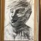 Mid Century Modern Abstract Male Portrait, Charcoal Drawing, 1970s, Framed 2