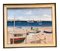 Escena de playa con un paseo en bote ingenuo, años 70, pintura sobre lienzo, Imagen 1