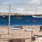 Escena de playa con un paseo en bote ingenuo, años 70, pintura sobre lienzo, Imagen 5