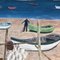 Escena de playa con un paseo en bote ingenuo, años 70, pintura sobre lienzo, Imagen 3