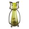 Vase Art Nouveau Antique en Verre Vert Irisé 1