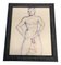 Desnudo Masculino, Años 60, Dibujo A Tinta, Enmarcado, Imagen 1