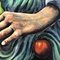 Mano modernista con pera e mela, anni '80, dipinto, Immagine 3