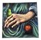 Mano modernista con pera e mela, anni '80, dipinto, Immagine 1
