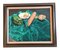 Still Life with Vegetables on Turquoise Cloth, 1970s, Painting on Canvas, Framed 1