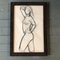 Studio di nudo femminile, anni '70, carboncino su carta, con cornice, Immagine 4
