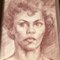 Retrato femenino, años 50, dibujo sepia, enmarcado, Imagen 2