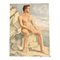 Male Nude on Rocks/Beach, 1960s, Painting on Canvas 1