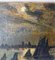 Escena del puerto tonalista inglés, década de 1800, óleo sobre lienzo, Imagen 5