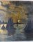 English Tonalist Nocturnal Harbor Scene, 1800s, Oil on Canvas 3