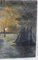 English Tonalist Nocturnal Harbor Scene, 1800s, Oil on Canvas 4