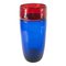 Mid-Century Red and Blue Controlled Bubble Art Glass Vase 1
