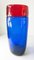 Mid-Century Red and Blue Controlled Bubble Art Glass Vase 6