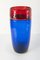 Vase Mid-Century en Verre Bubble Art Rouge et Bleu 12