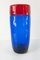 Mid-Century Red and Blue Controlled Bubble Art Glass Vase 2