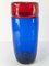 Mid-Century Red and Blue Controlled Bubble Art Glass Vase 4